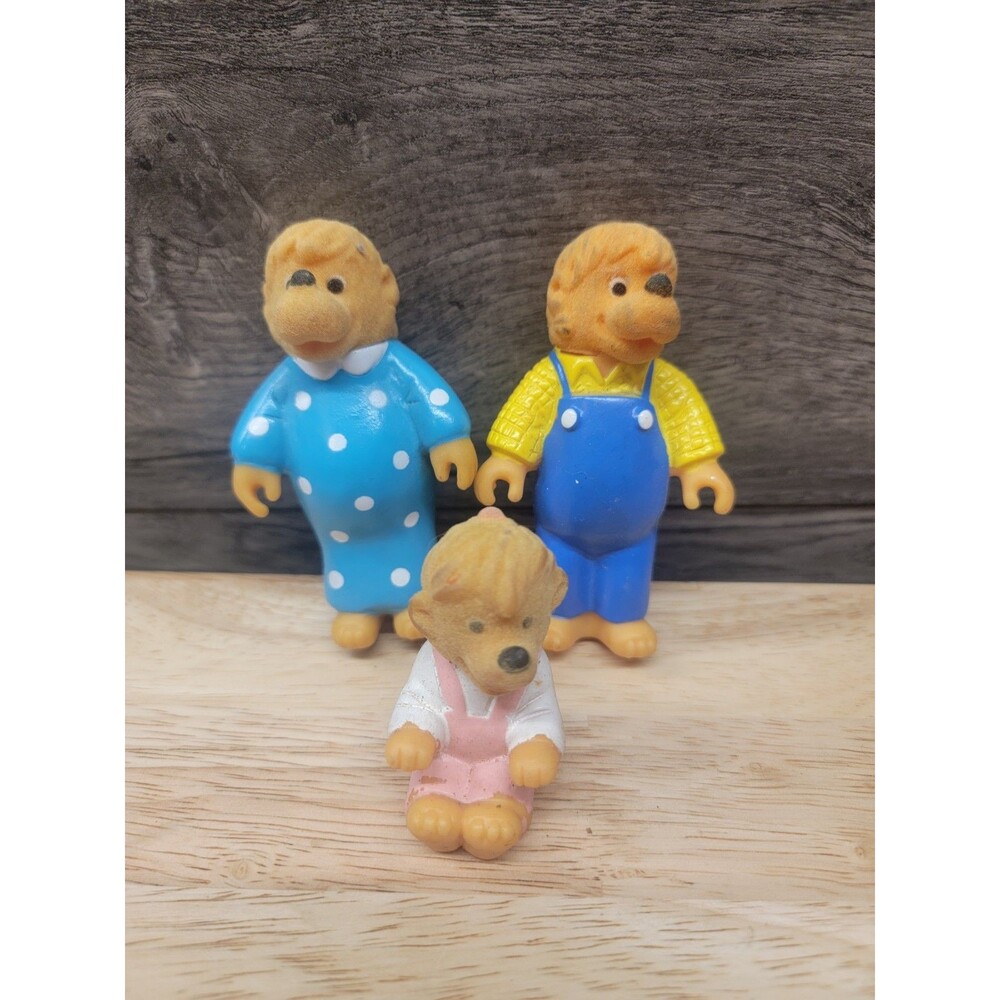 3 - 1986 2½"-3¾"Berenstain Bears Papa Mama Sister Bear Figurines Flocked Plastic